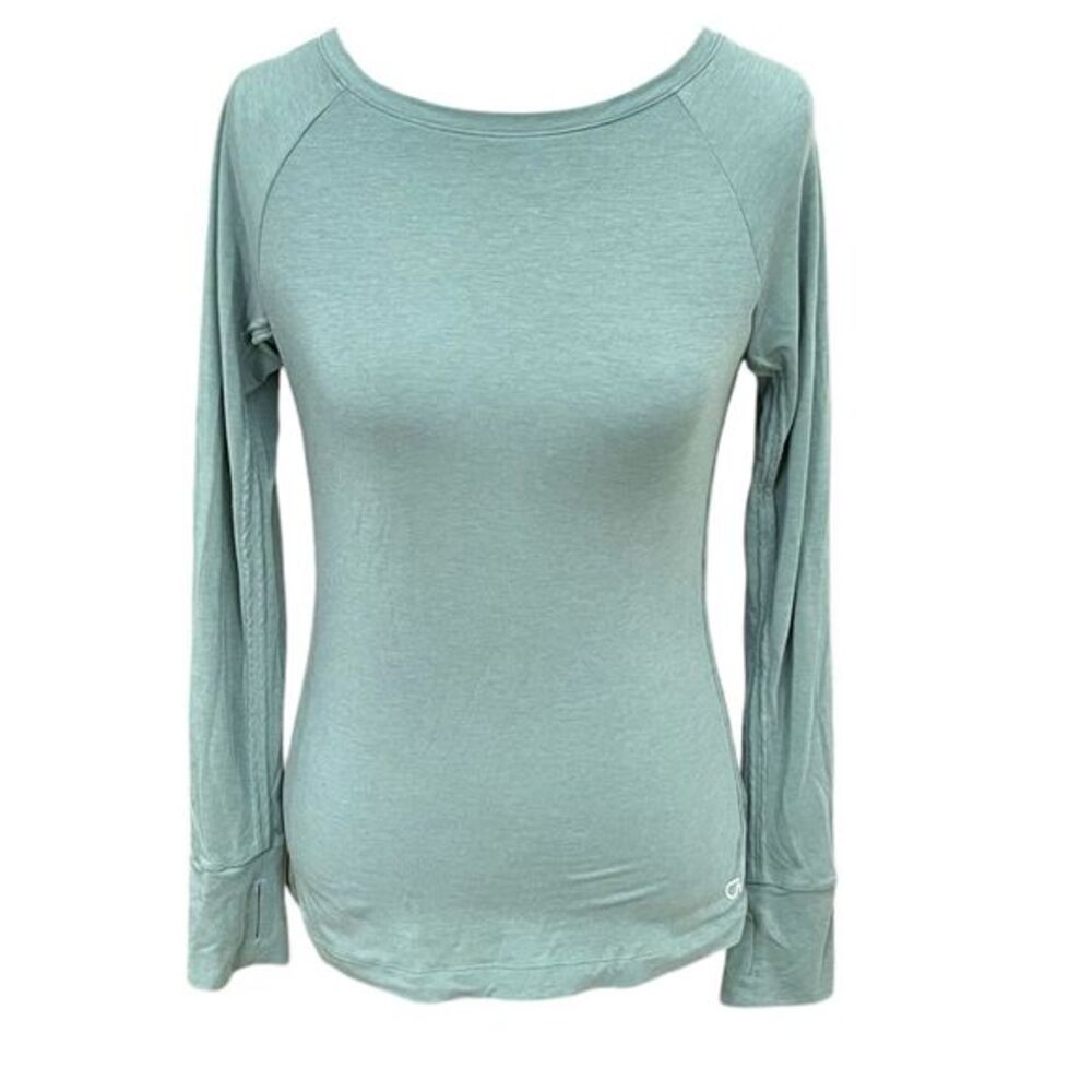 GapFit Womens Blouse Top Sz XS Green Activewear Workout Gym Running Athleisure